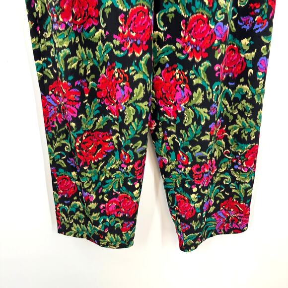 VTG Victoria's Secret Gold Label Satin Pajama Pants M Dark Floral Whimsigoth - Picture 3 of 5